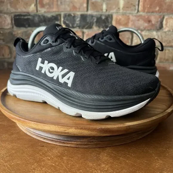 Hoka One One Gaviota 5 Men's 8 D Road Running Cushion Black White Sneaker Shoes
